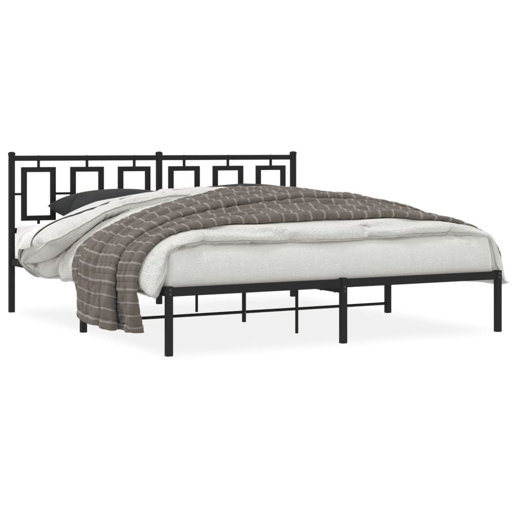 vidaXL Estrutura de cama com cabeceira 183x213 cm metal preto