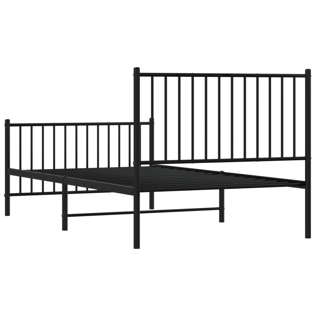 vidaXL Estrutura de cama com cabeceira e pés 100x190 cm metal preto