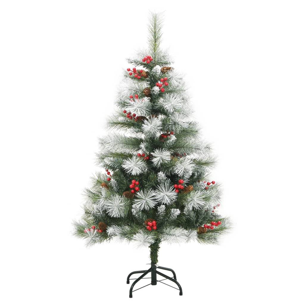 vidaXL Árvore de Natal artificial articulada c/ pinhas e bagas 120 cm