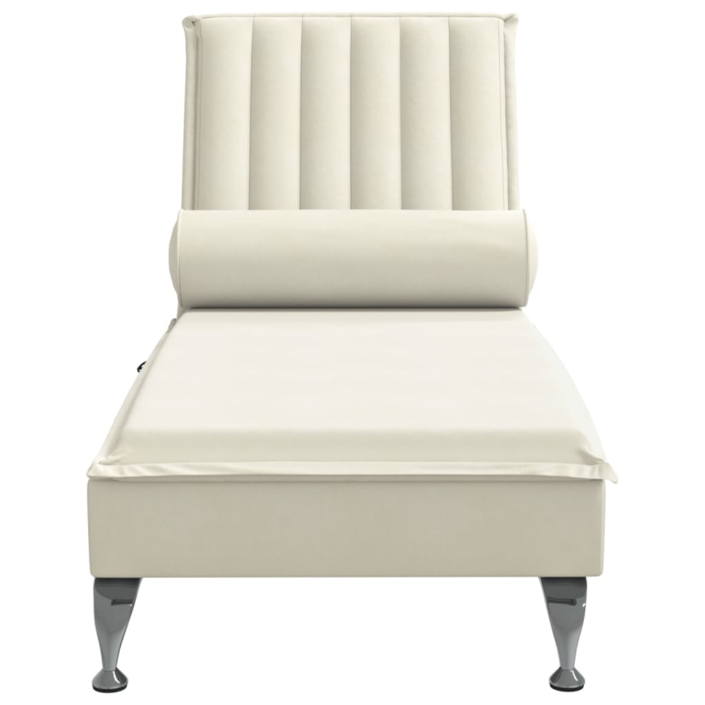 vidaXL Chaise lounge de massagem com rolo veludo creme