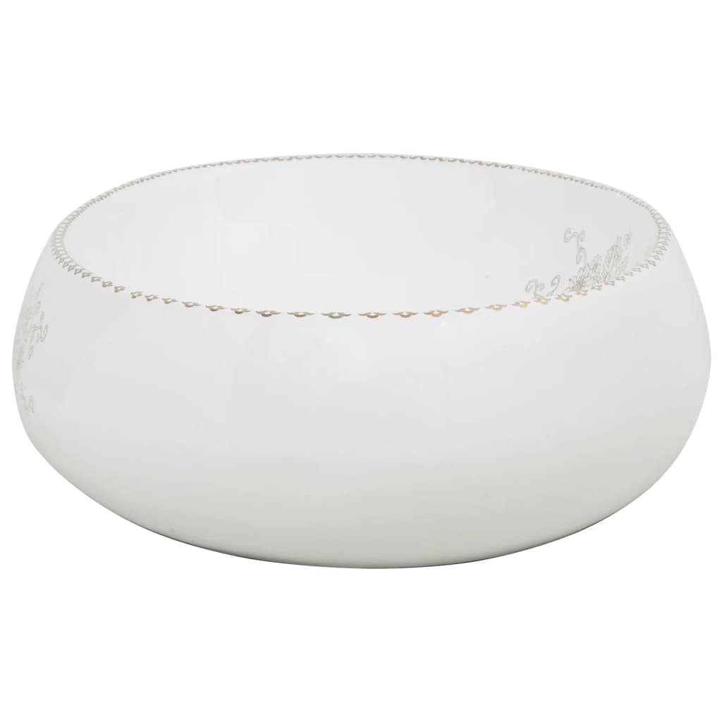 vidaXL Lavatório de bancada oval 59x40x15 cm cerâmica branco