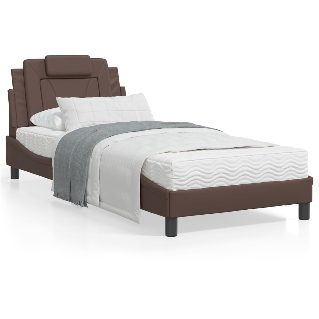 vidaXL Cama com colchão 80x200 cm couro artificial castanho