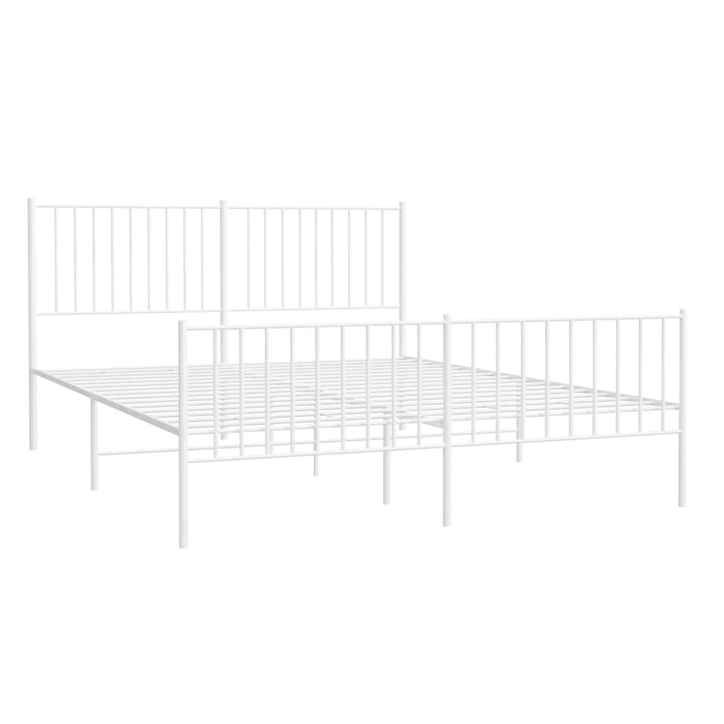 vidaXL Estrutura de cama com cabeceira e pés 150x200 cm metal branco