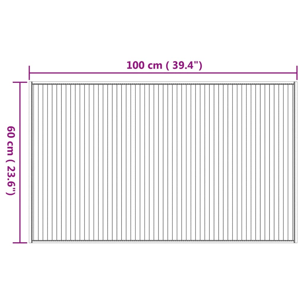 vidaXL Tapete retangular 60x100 cm bambu cor natural