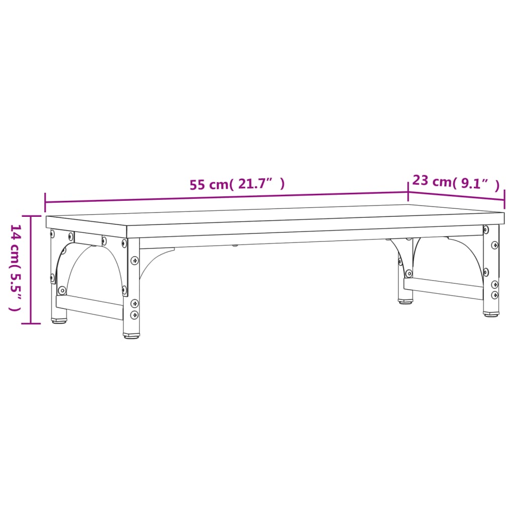 vidaXL Suporte monitor 55x23x14 cm derivados madeira carvalho castanho