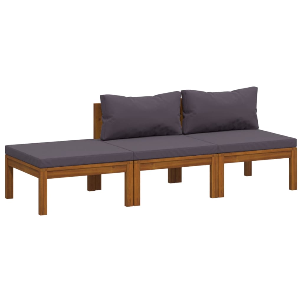 vidaXL 3 pcs conjunto de lounge de jardim com almofadões acácia maciça