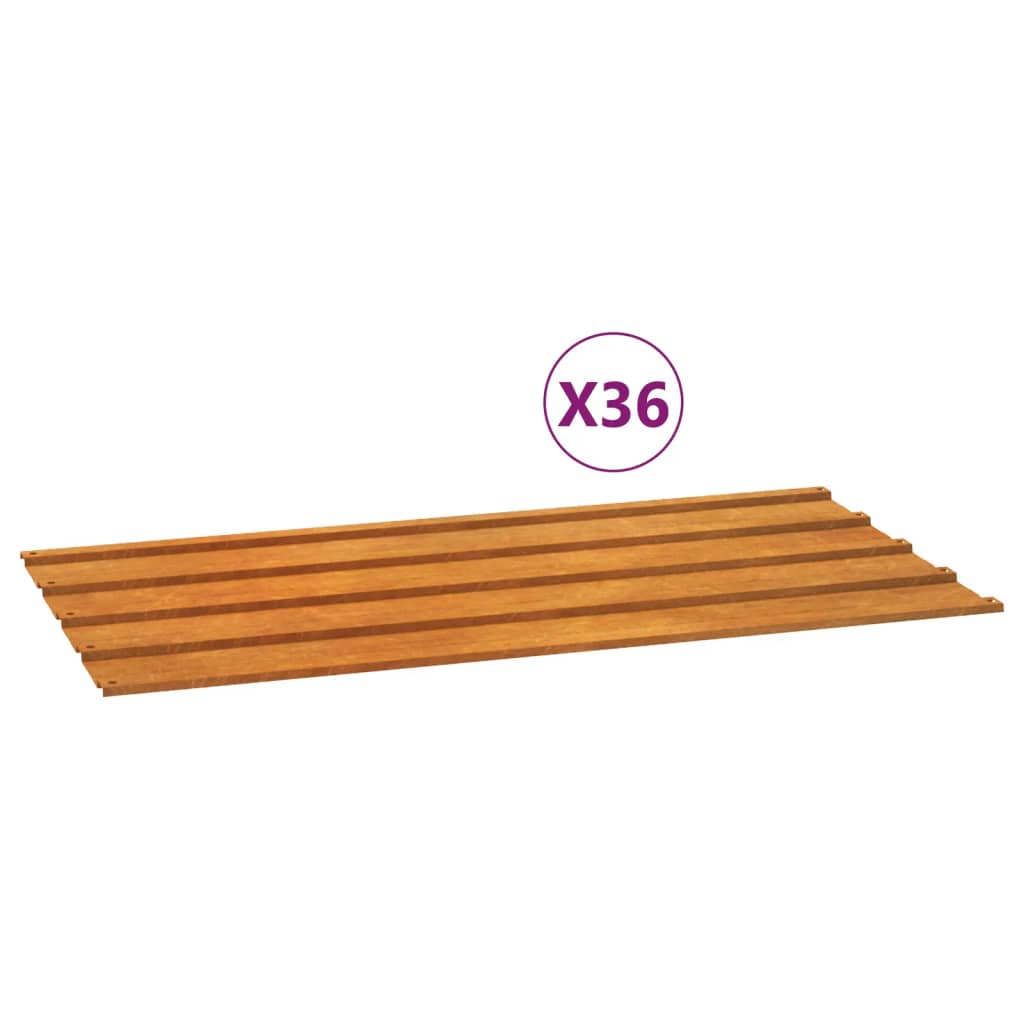 vidaXL Painel de telhado 12 pcs 80x44 cm aço corten cor enferrujado