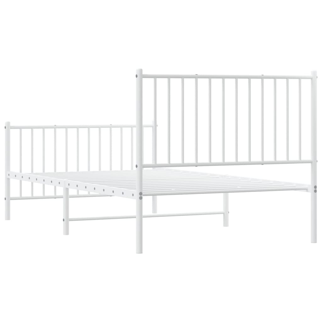 vidaXL Estrutura de cama com cabeceira e pés 100x190 cm metal branco