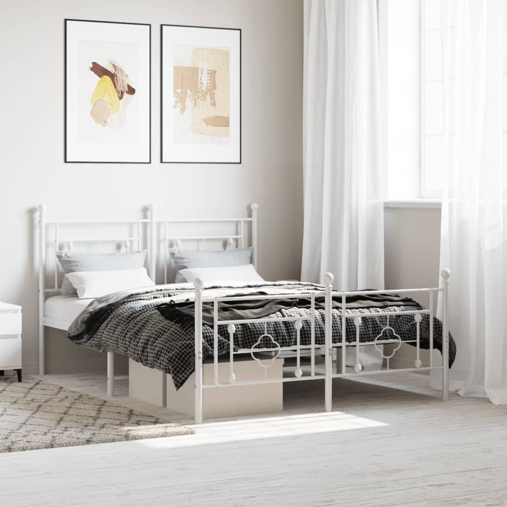 vidaXL Estrutura de cama com cabeceira e pés 140x200 cm metal branco