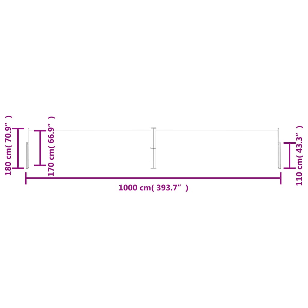 vidaXL Toldo lateral retrátil 180x1000 cm vermelho