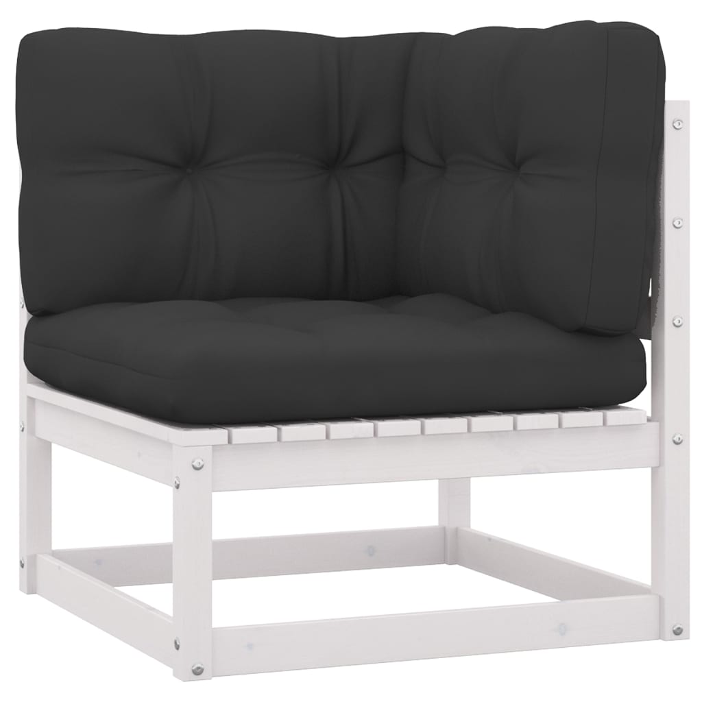 vidaXL 3 pcs conjunto lounge de jardim c/ almofadões pinho maciço