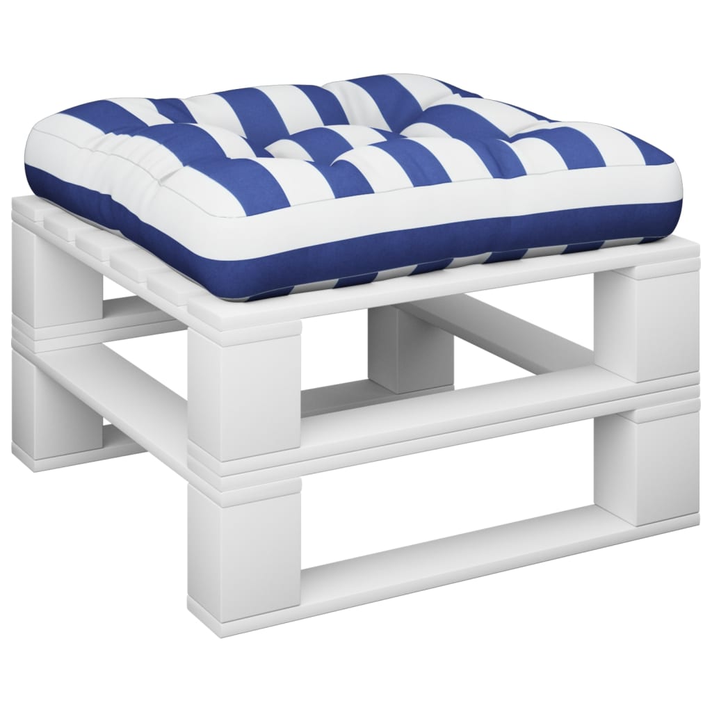 vidaXL Almofadão para sofá de paletes 60x60x12 cm tecido azul/branco