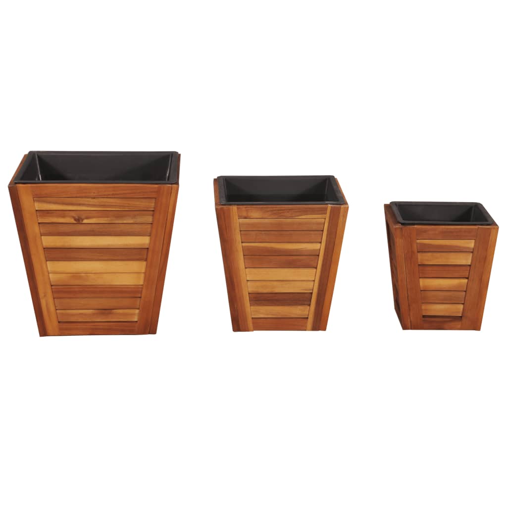 vidaXL Conj. vasos/floreiras jardim quadrados 3 pcs madeira de acácia