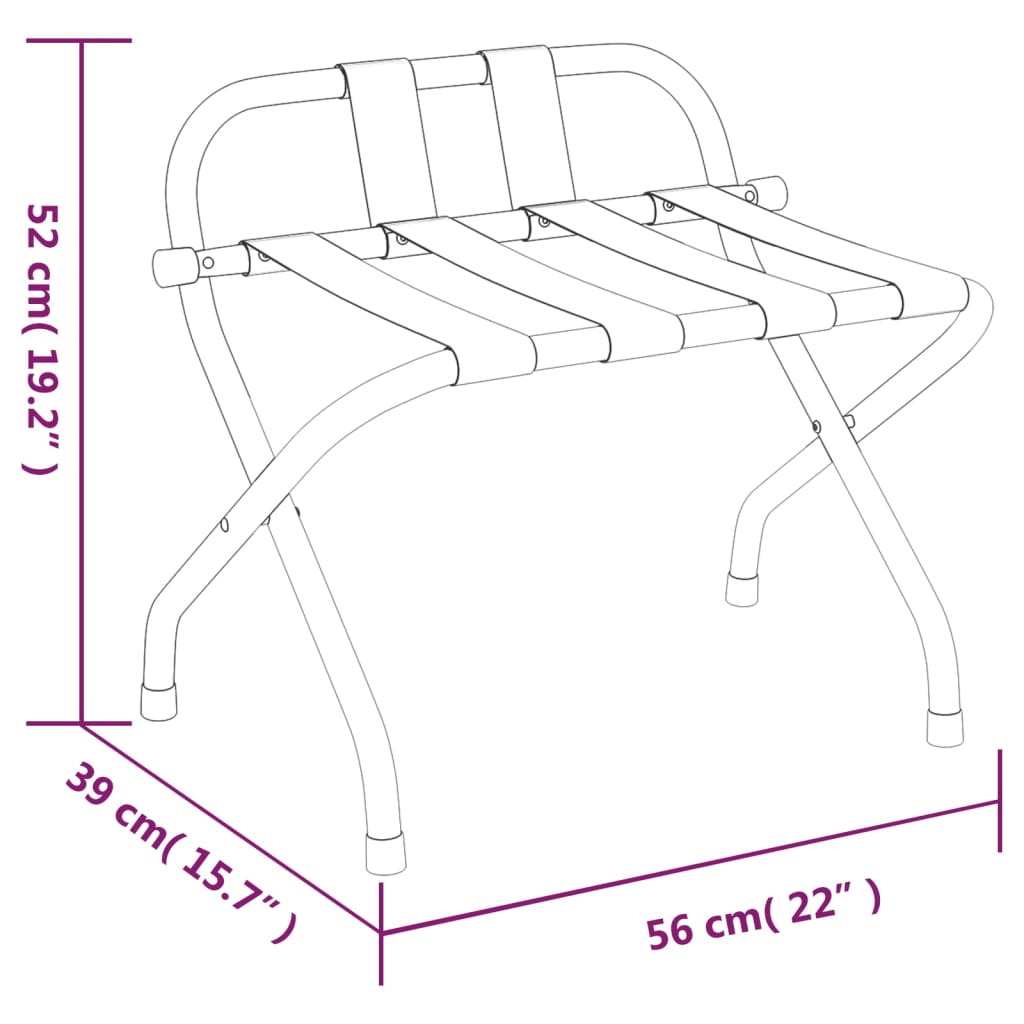 vidaXL Suporte de bagagem com encosto 56x39x52 cm prateado