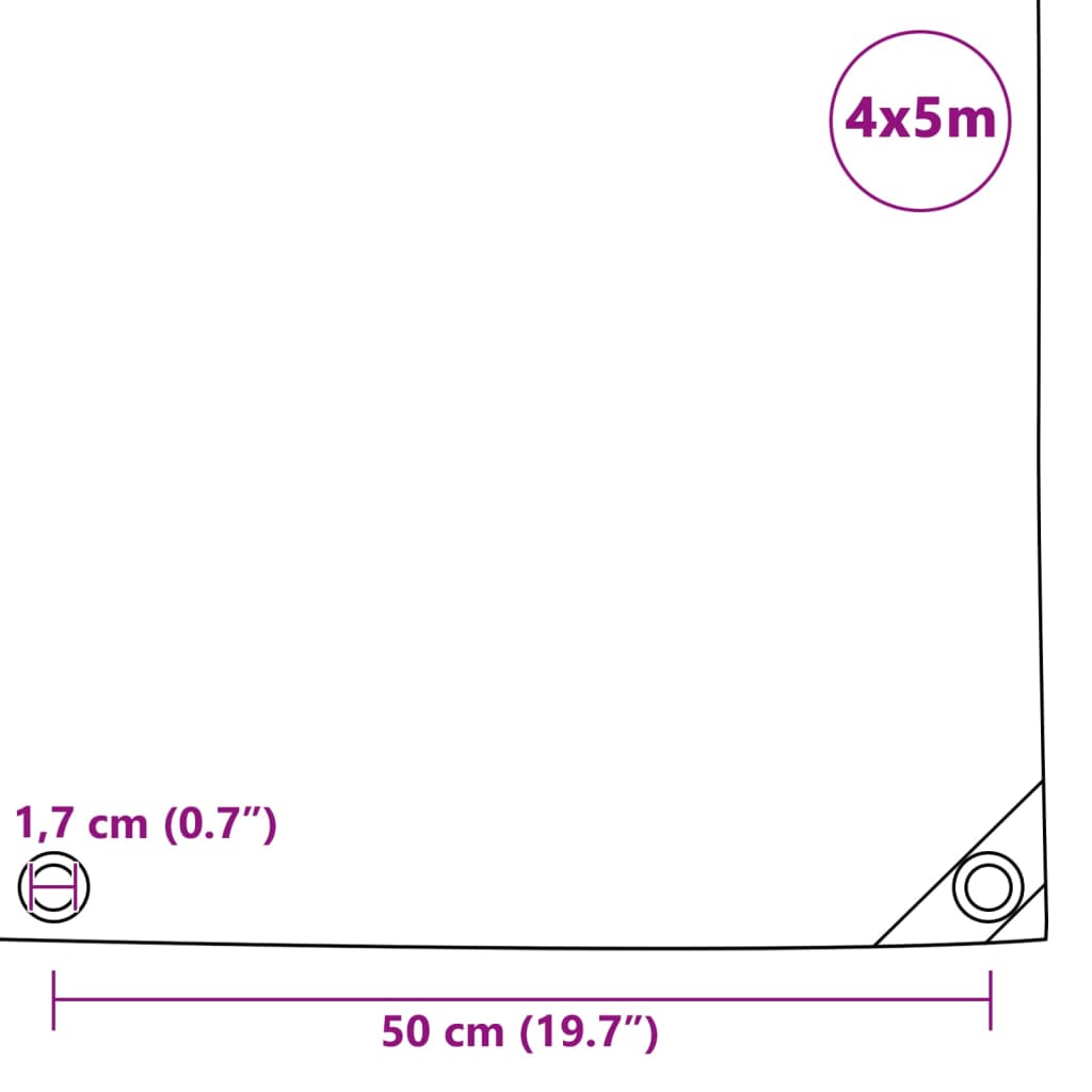 vidaXL Lona 650 g/m² 4x5 m preto