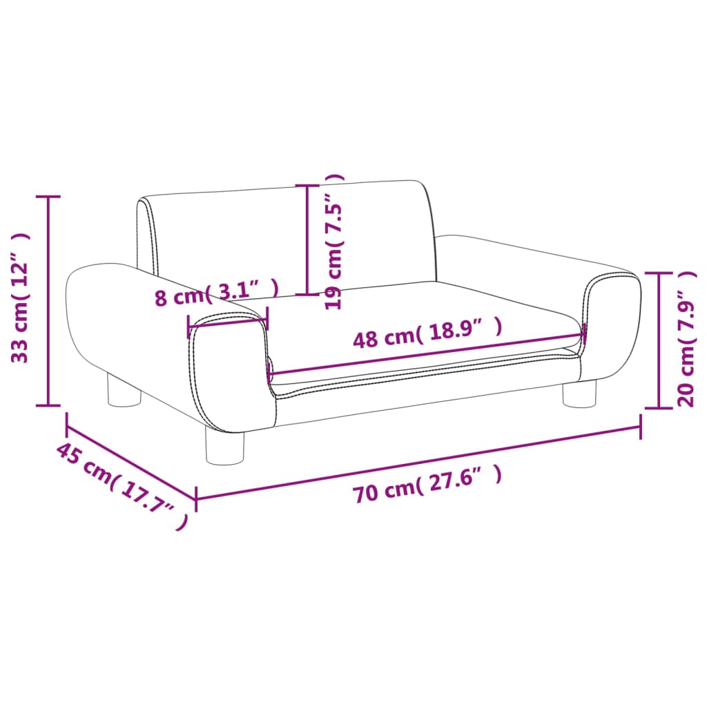 vidaXL Sofá infantil 70x45x33 cm veludo preto