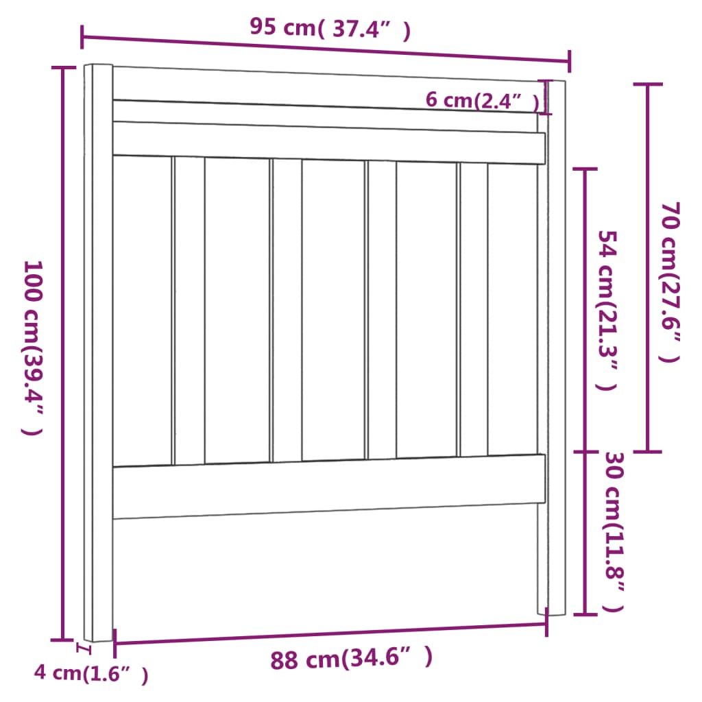 vidaXL Cabeceira de cama 95x4x100 cm pinho maciço branco