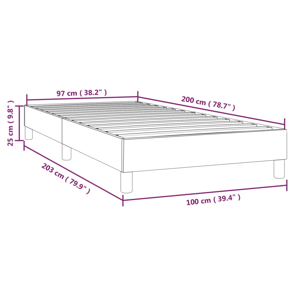 vidaXL Estrutura de cama 100x200 cm couro artificial cinzento