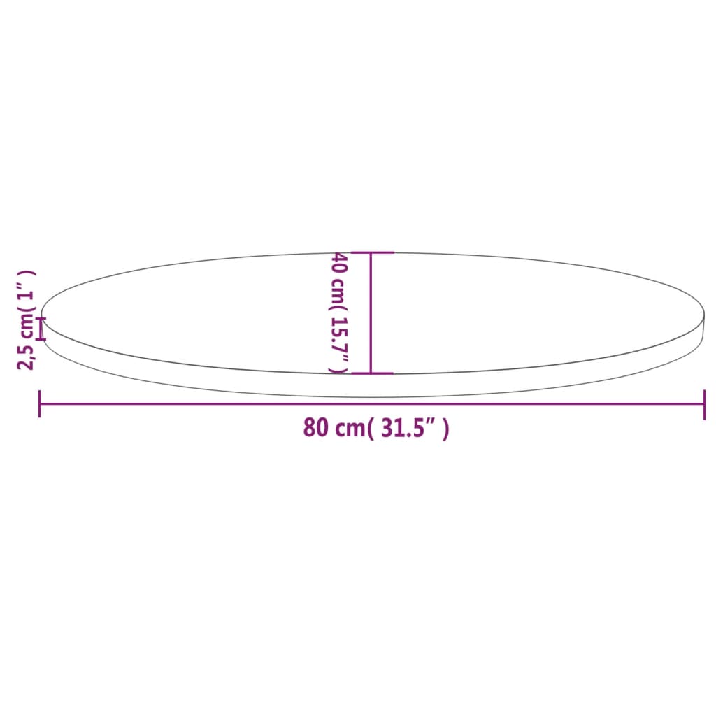 vidaXL Tampo de mesa oval 80x40x2,5 cm madeira de pinho maciça