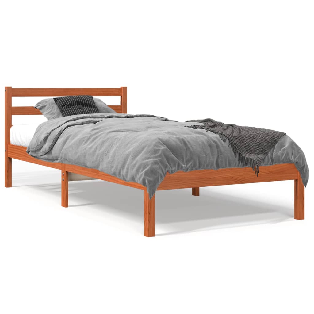 vidaXL Cama sem colchão 100x200 cm pinho maciço castanho-mel