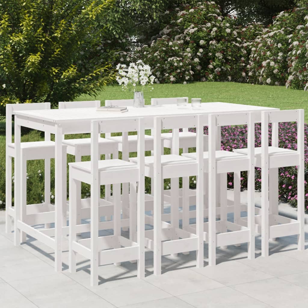 vidaXL 9 pcs conjunto de bar para jardim pinho maciço branco