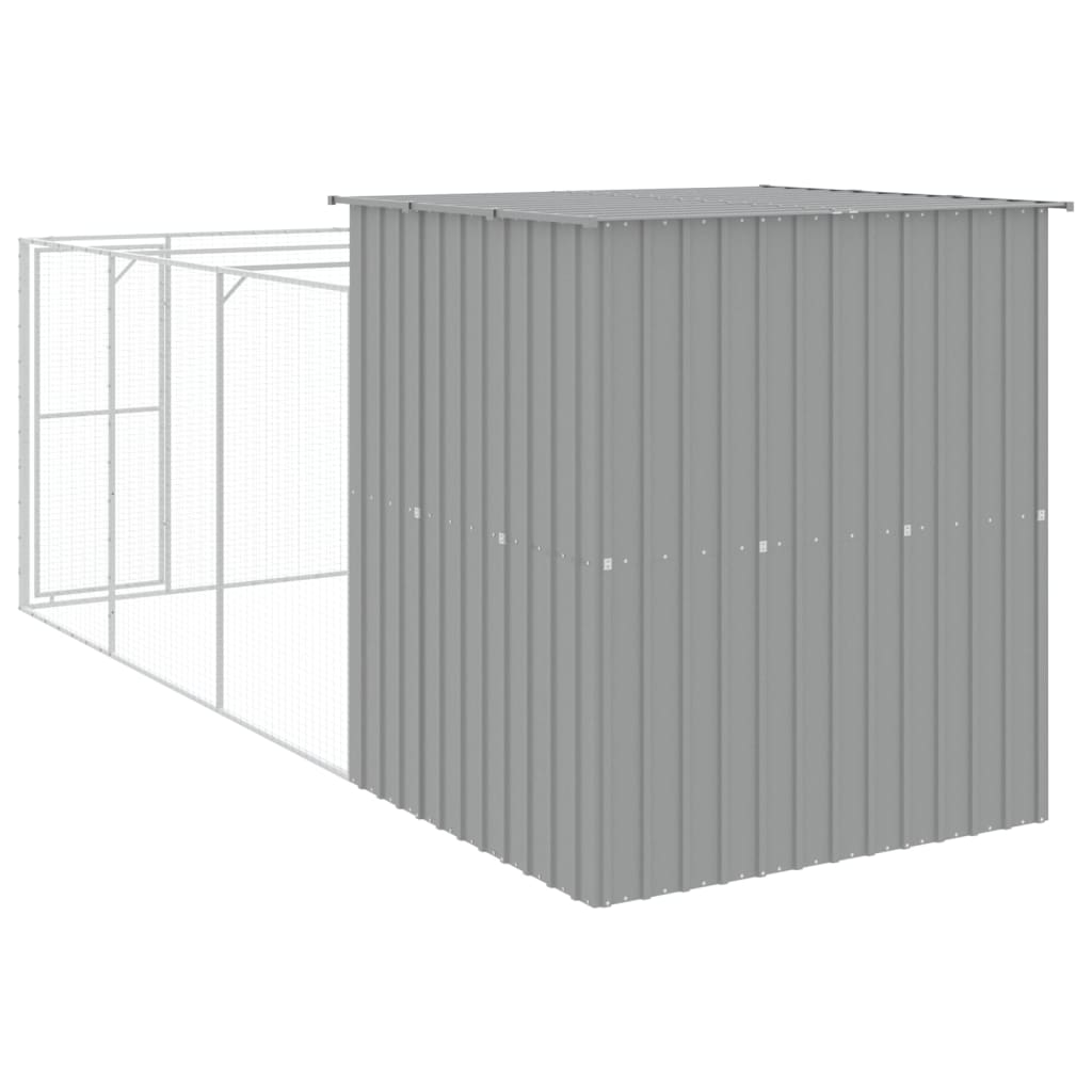 vidaXL Casota cães c/ parque 165x455x181 cm aço galvaniz. cinza-claro