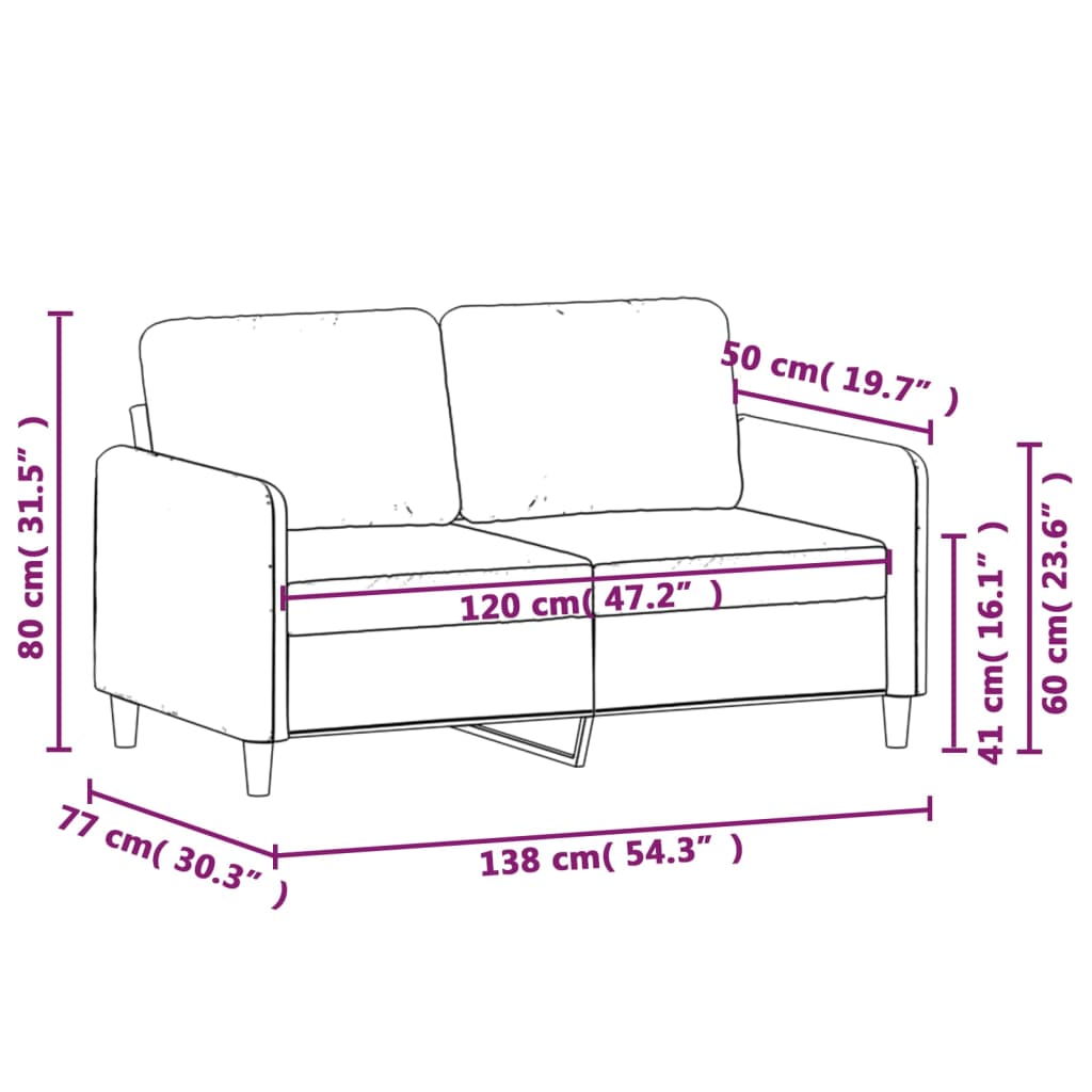 vidaXL Sofá de 2 lugares 120 cm veludo cinza-escuro