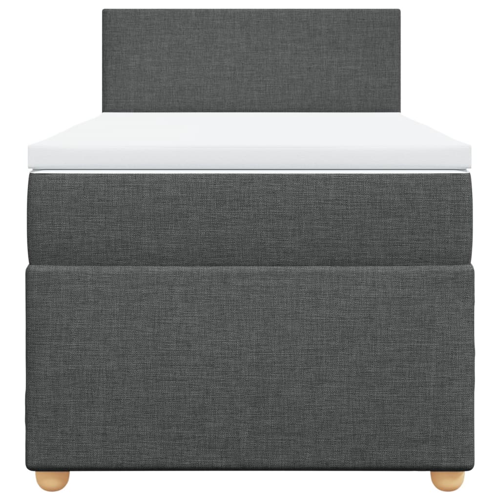 vidaXL Cama box spring com colchão solteiro tecido cinzento-escuro