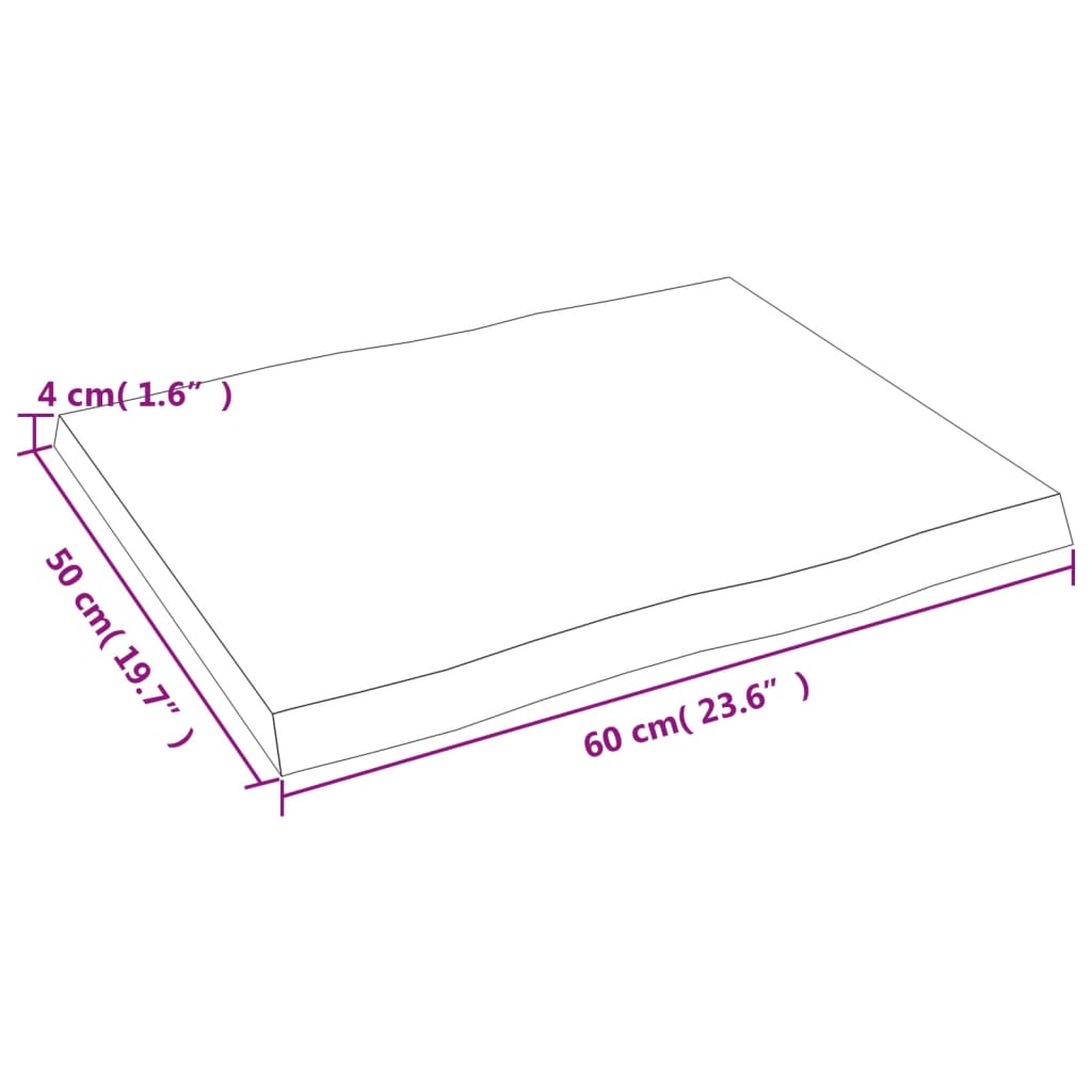 vidaXL Tampo de mesa com bordas vivas maciço tratado castanho-escuro