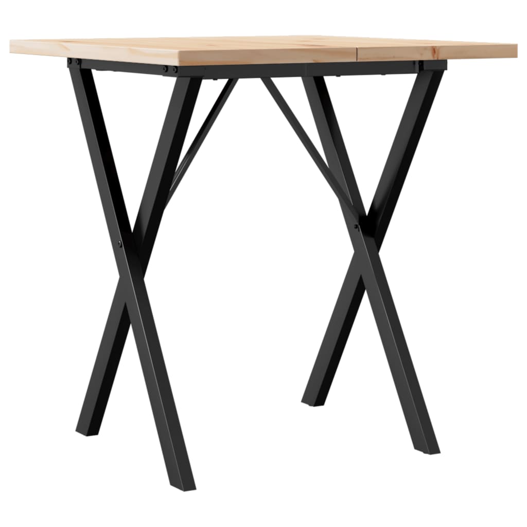 vidaXL Mesa de jantar estrutura em X 70x70x75,5 cm pinho/ferro fundido