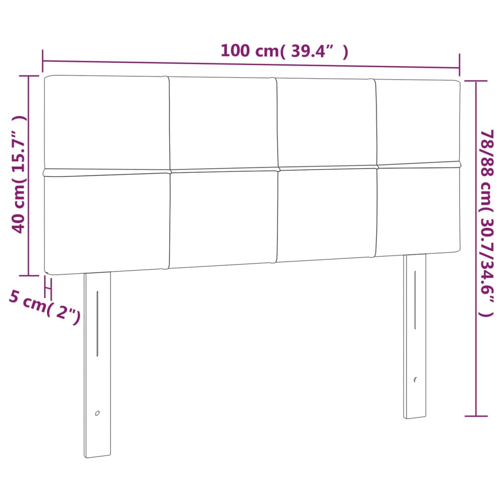 vidaXL Cabeceira de cama tecido 100x5x78/88 cm cinzento-claro