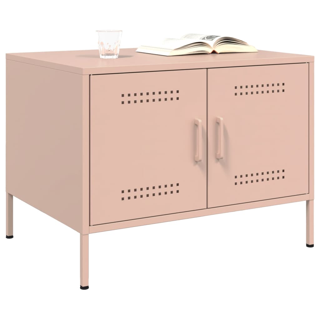 vidaXL Mesa de centro 68x50x50,5 cm aço rosa