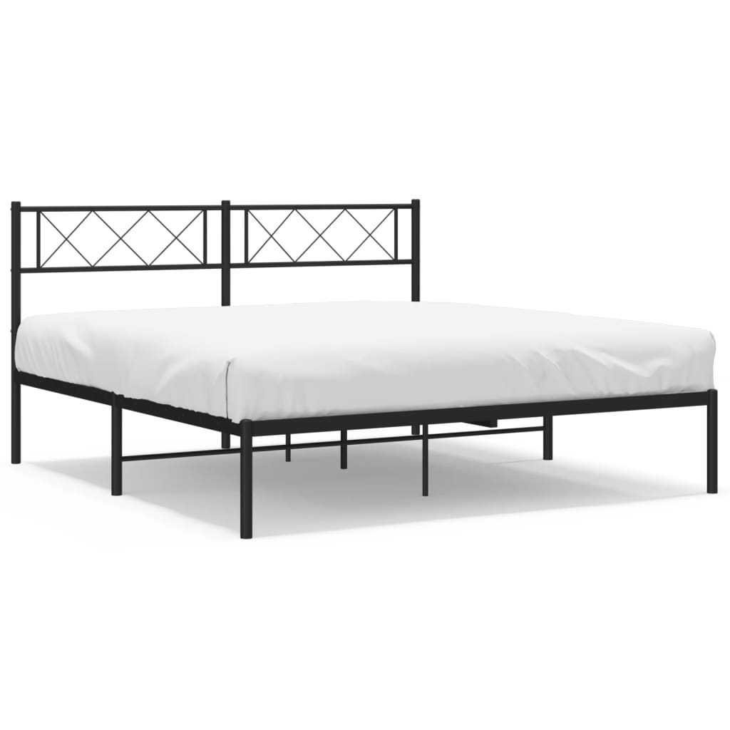 vidaXL Estrutura de cama com cabeceira 120x190 cm metal preto