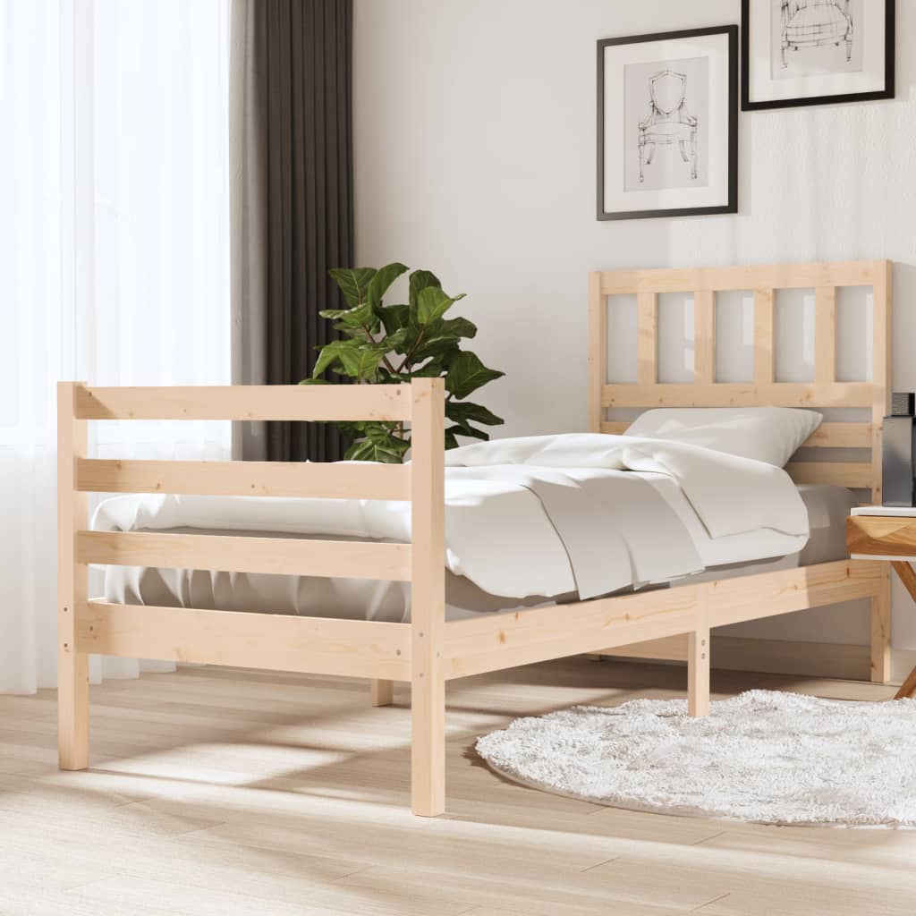 vidaXL Estrutura de cama pequena solteiro 75x190 cm madeira maciça