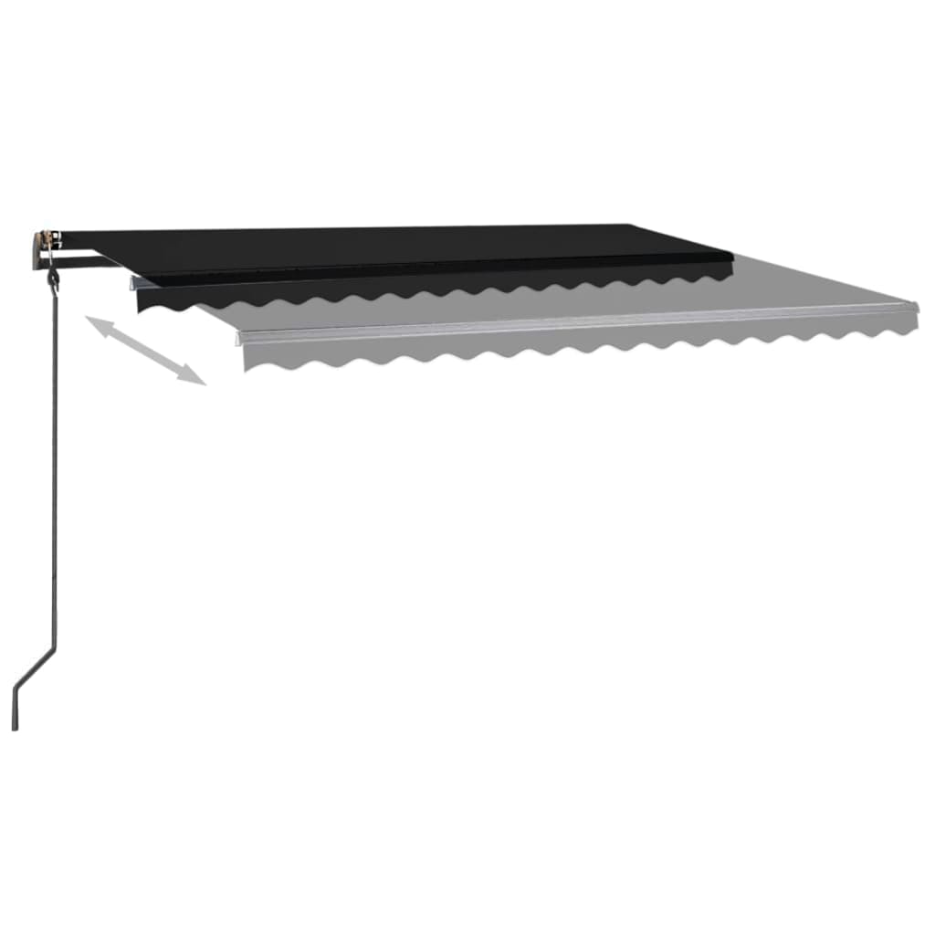 vidaXL Toldo retrátil manual com luzes LED 4,5x3 m antracite