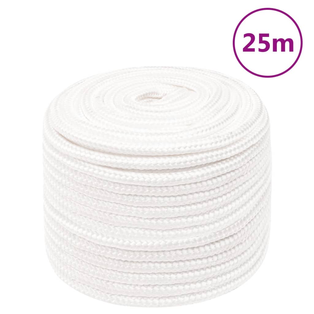 vidaXL Corda de barco 14 mm 25 m polipropileno branco completo