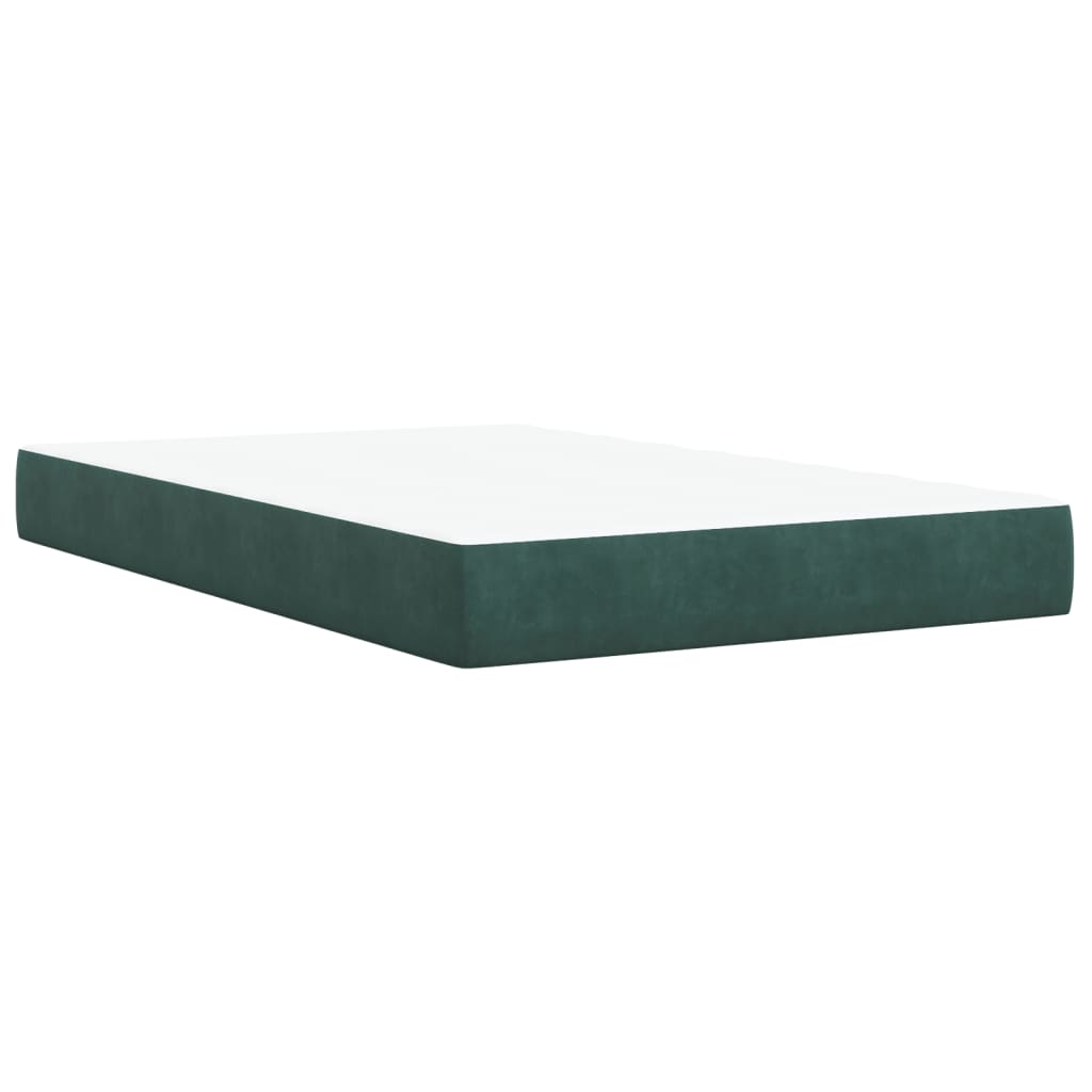 vidaXL Cama boxspring com colchão 120x190 cm veludo verde-escuro