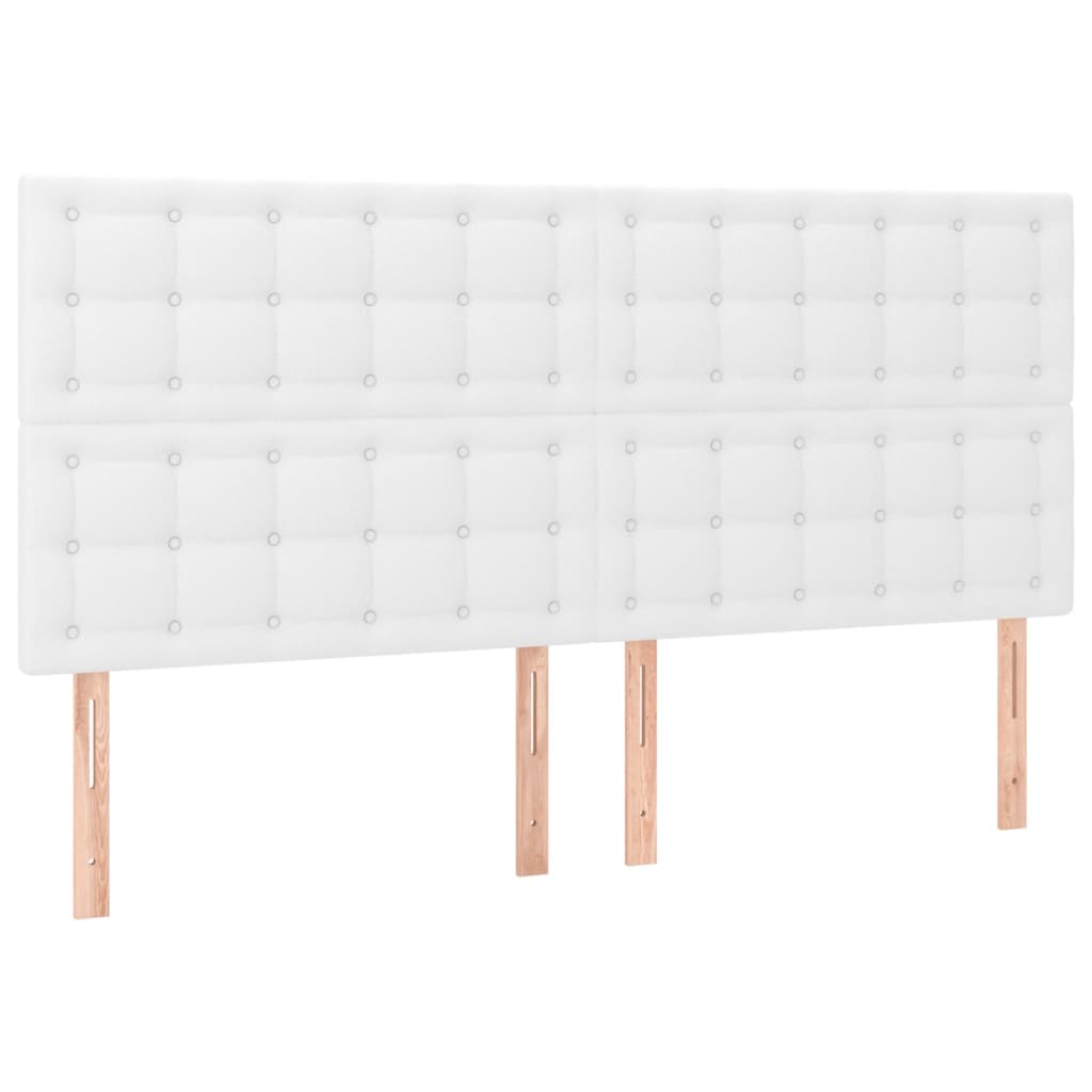 vidaXL Cama box spring c/colchão/LED 180x200cm couro artificial branco