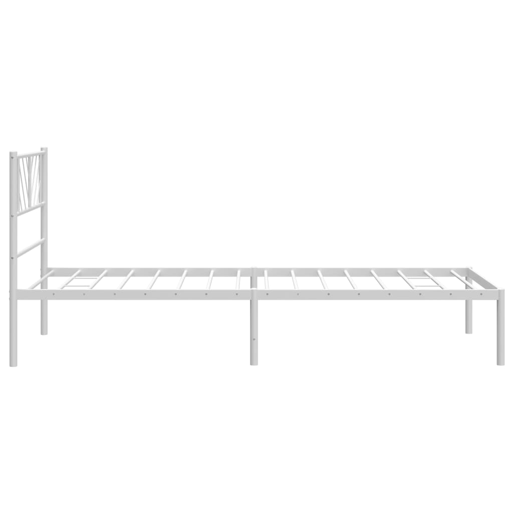 vidaXL Estrutura de cama em metal com cabeceira 107x203 cm branco