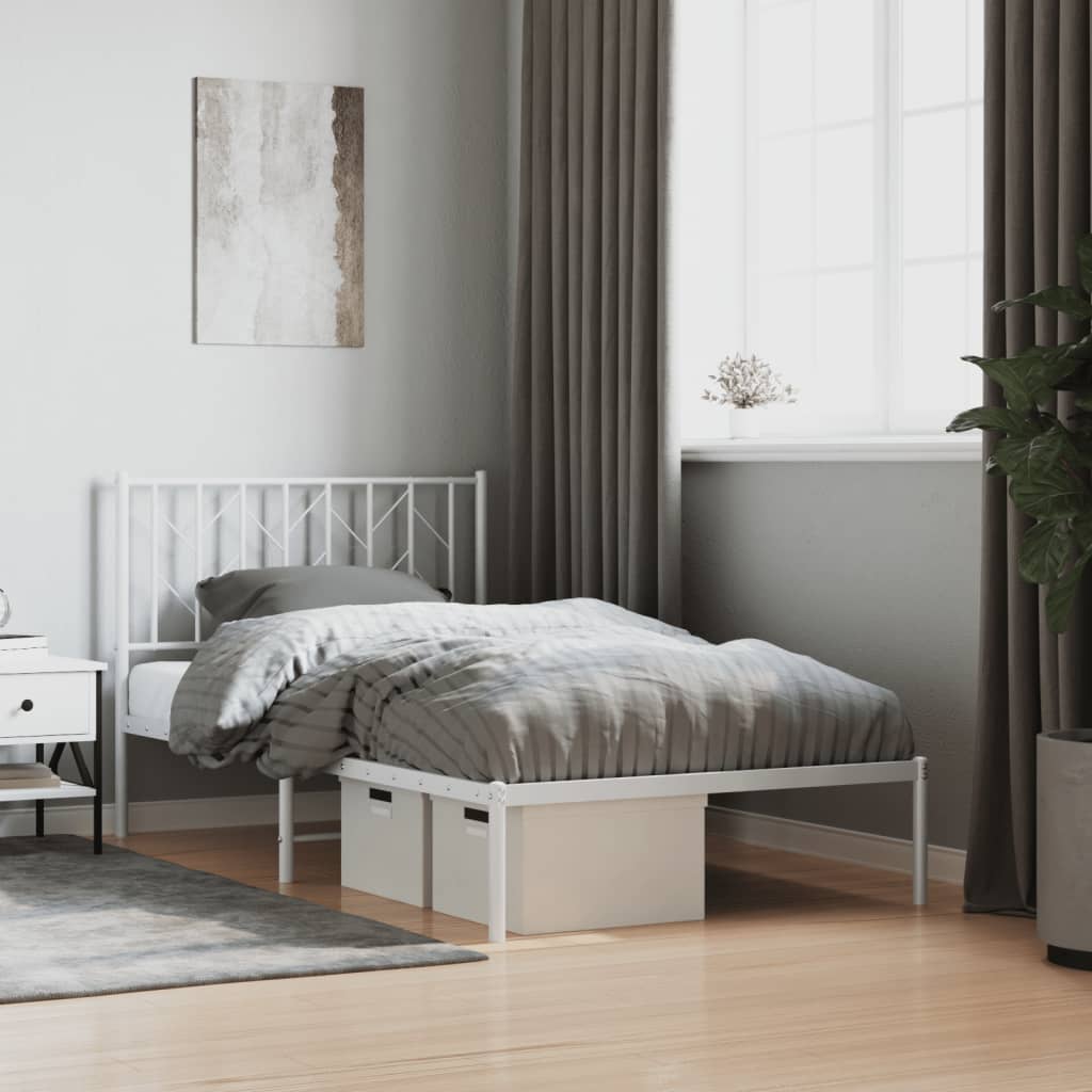 vidaXL Estrutura de cama com cabeceira 100x200 cm metal branco