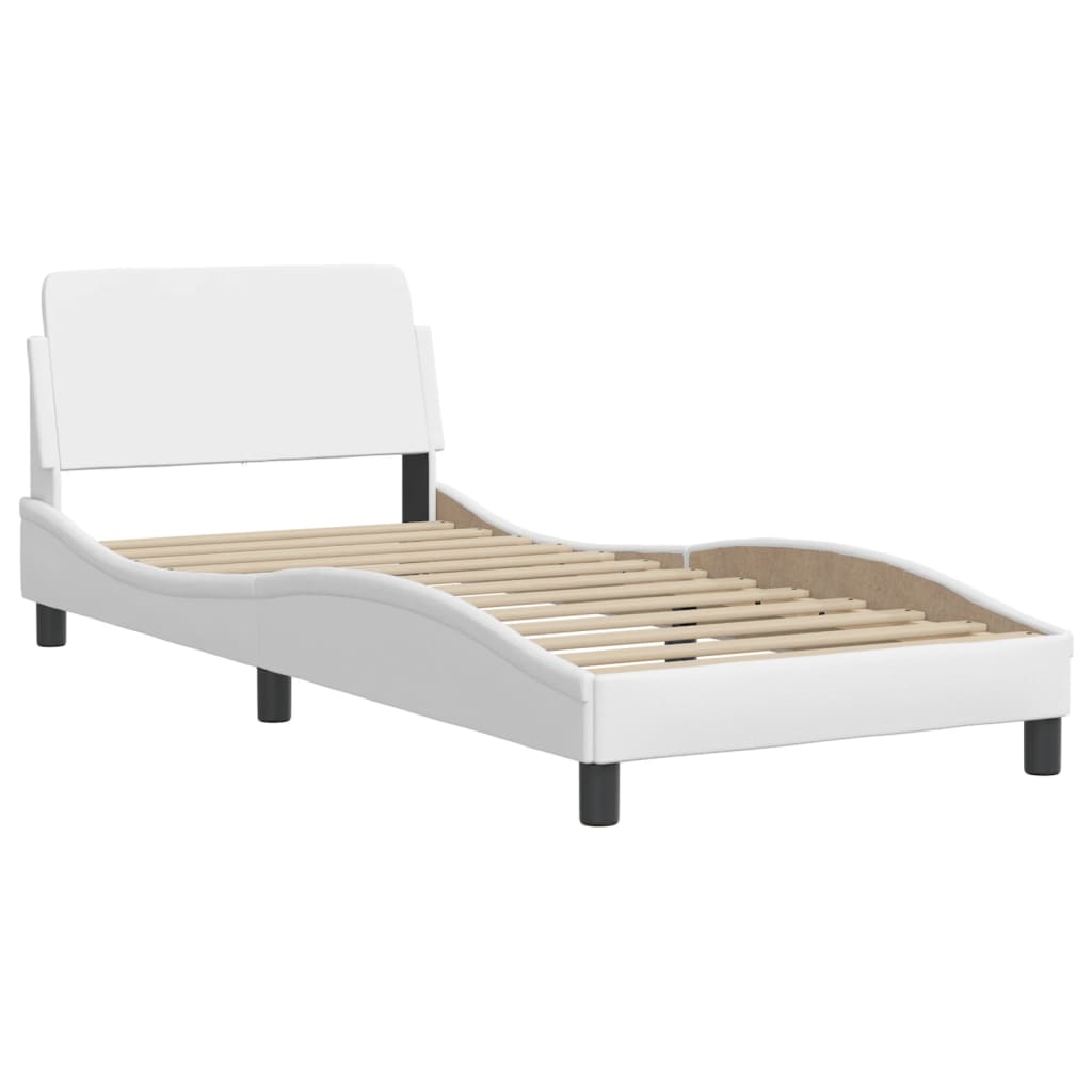 vidaXL Cama com colchão 80x200 cm couro artificial branco