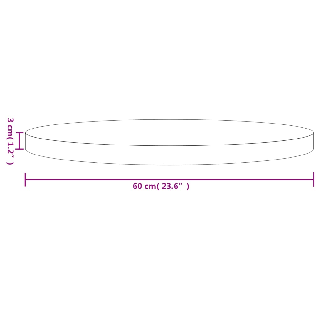 vidaXL Tampo de mesa redondo Ø60x3 cm madeira de pinho maciça preto