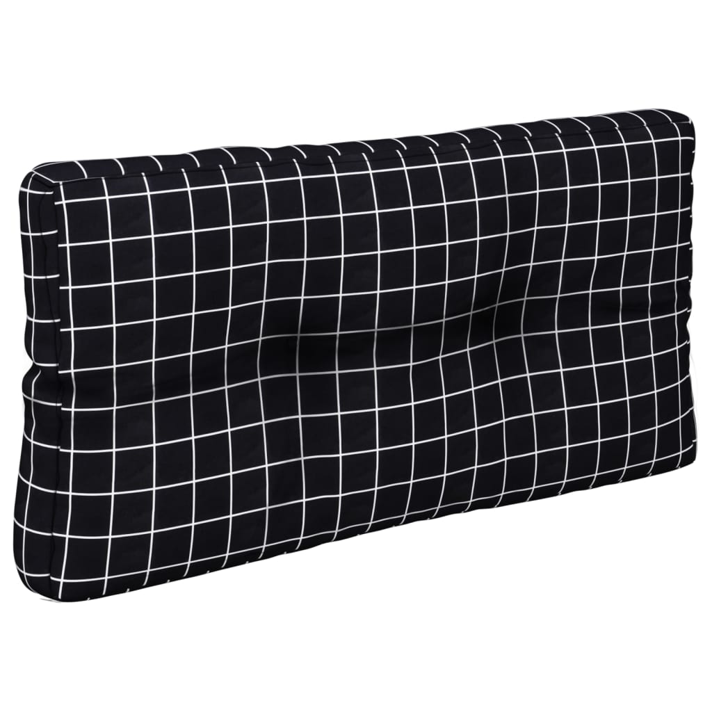 vidaXL Almofadão para sofá de paletes 80x40x12 cm tecido xadrez preto