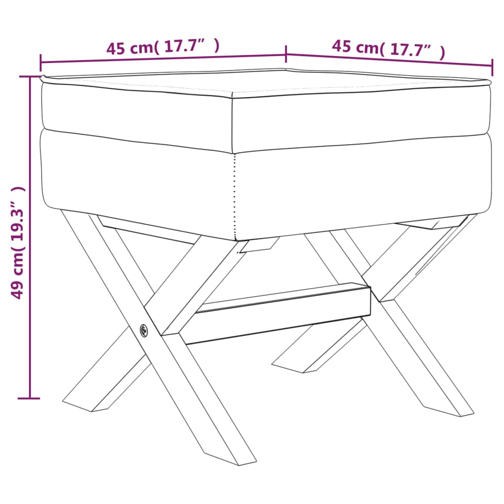 vidaXL Banco de arrumação 45x45x49 cm veludo azul