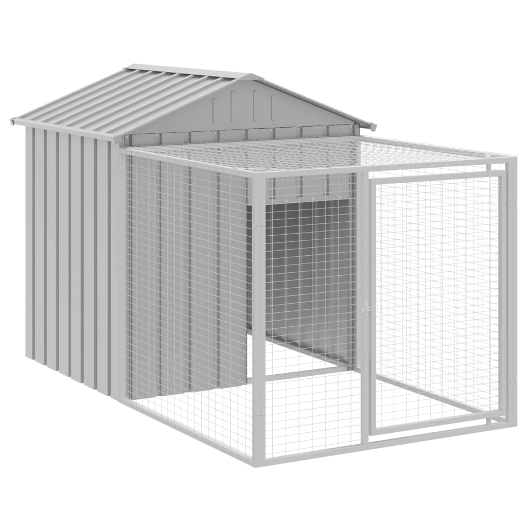 vidaXL Galinheiro com anexo 117x609x123 cm aço galvanizado cinza-claro