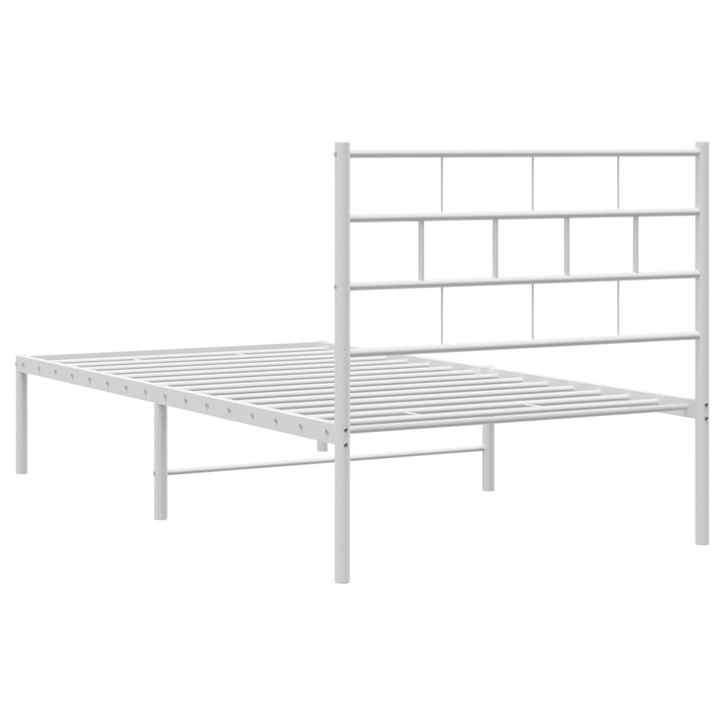 vidaXL Estrutura de cama com cabeceira 90x190 cm metal branco