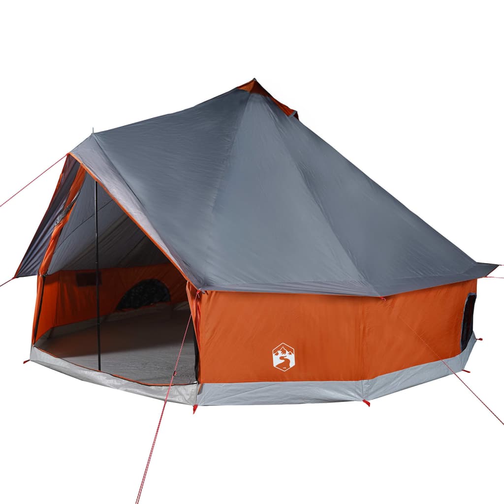 vidaXL Tenda familiar tipi para 6 pessoas impermeável cinza/laranja