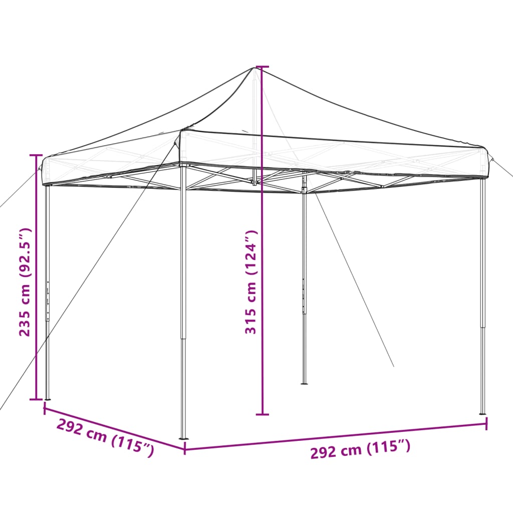 vidaXL Tenda para festas pop-up dobrável 292x292x315 cm laranja