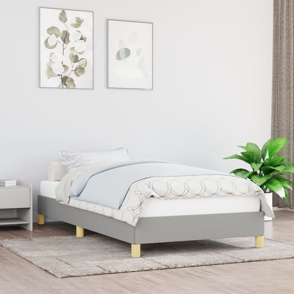 vidaXL Estrutura de cama 100x200 cm tecido cinza-claro