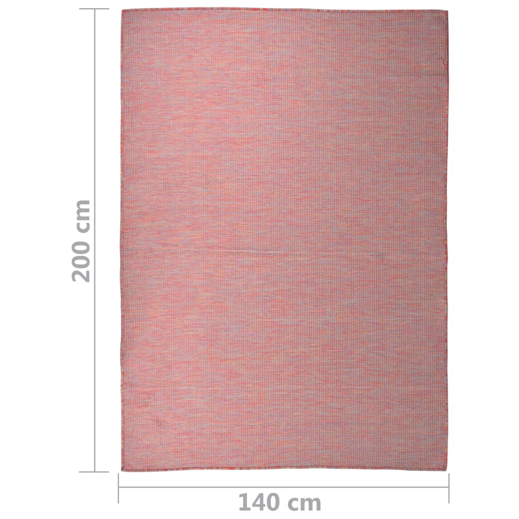vidaXL Tapete de tecido plano para exterior 140x200 cm vermelho